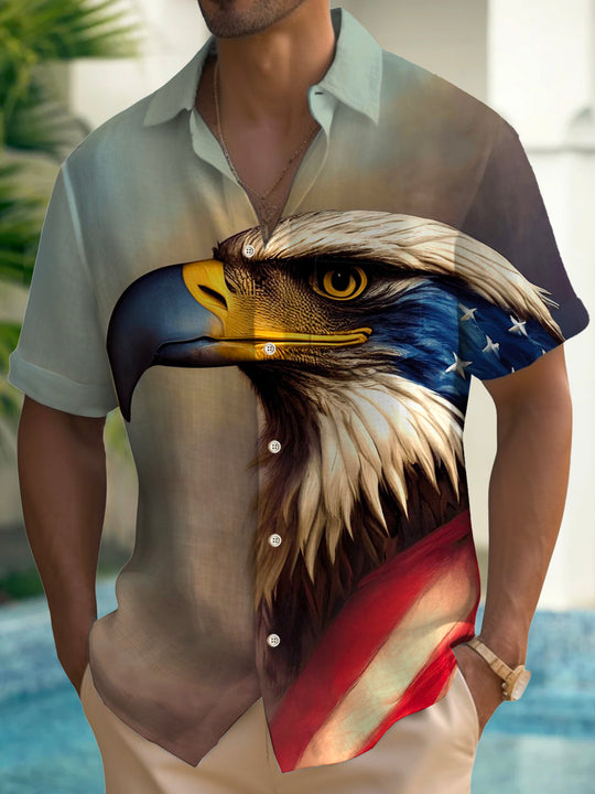 men's Hawaiian shirt front view Independence Day
