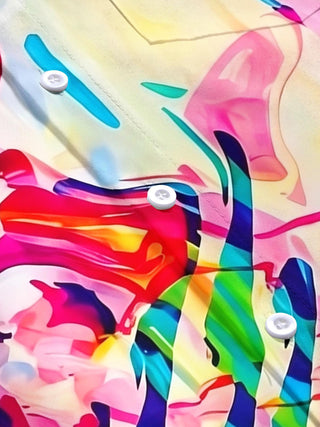 Colorful Abstract Tie-Dye Vortex Men's Pocket Short Sleeve Shirts