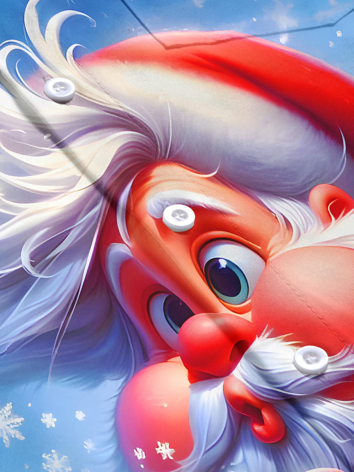 Funny Santa Claus Blowing Snowflakes Xmas Men's Pocket Long Sleeve Shirts