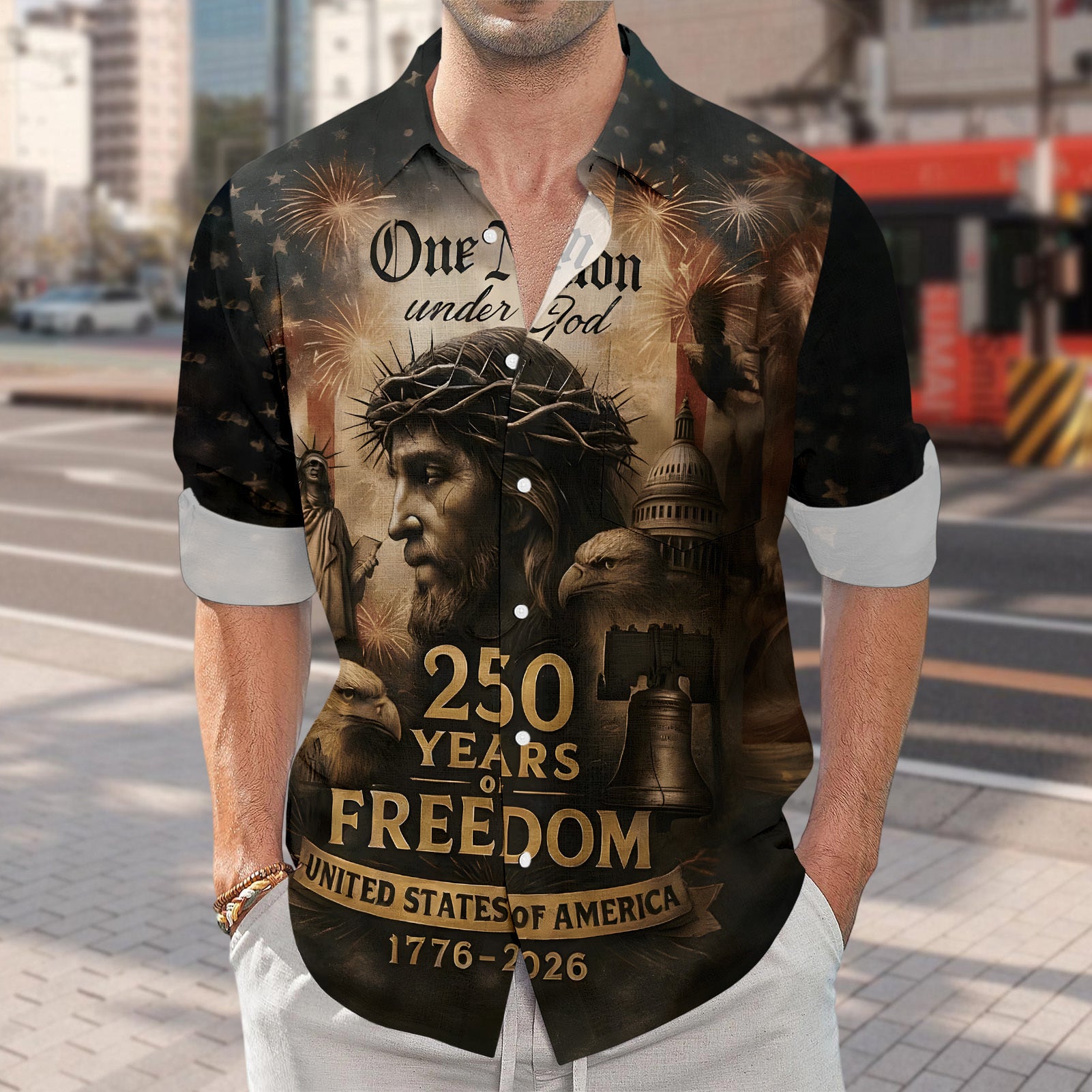 men's button up shirt Independence Day view 13