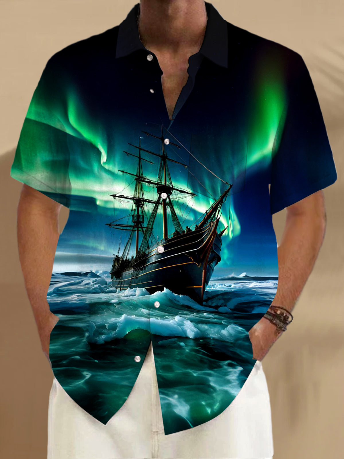 Northern Lights Boat Men's Pocket Short Sleeve Shirts