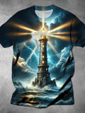 Lighthouse Round Neck Short Sleeve Men's T-shirt