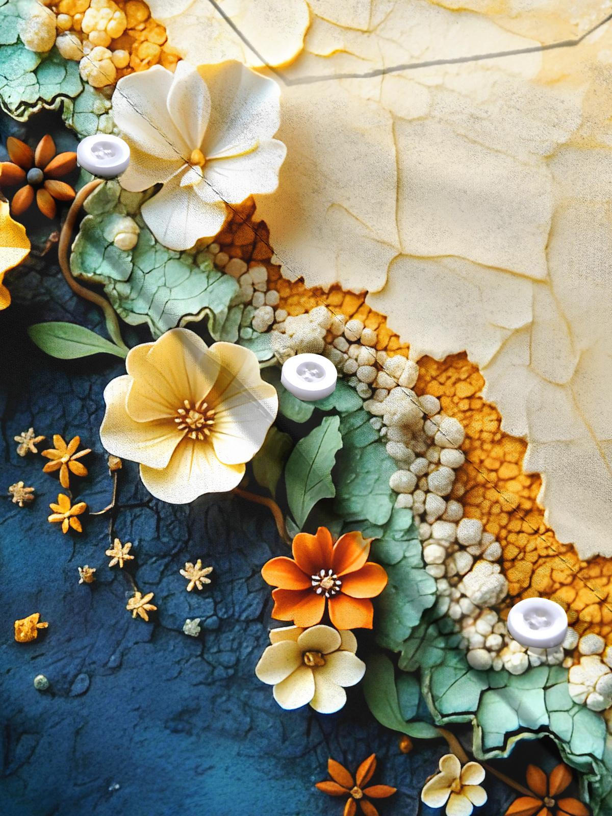 Cracked Floral Men's Pocket Short Sleeve Shirts