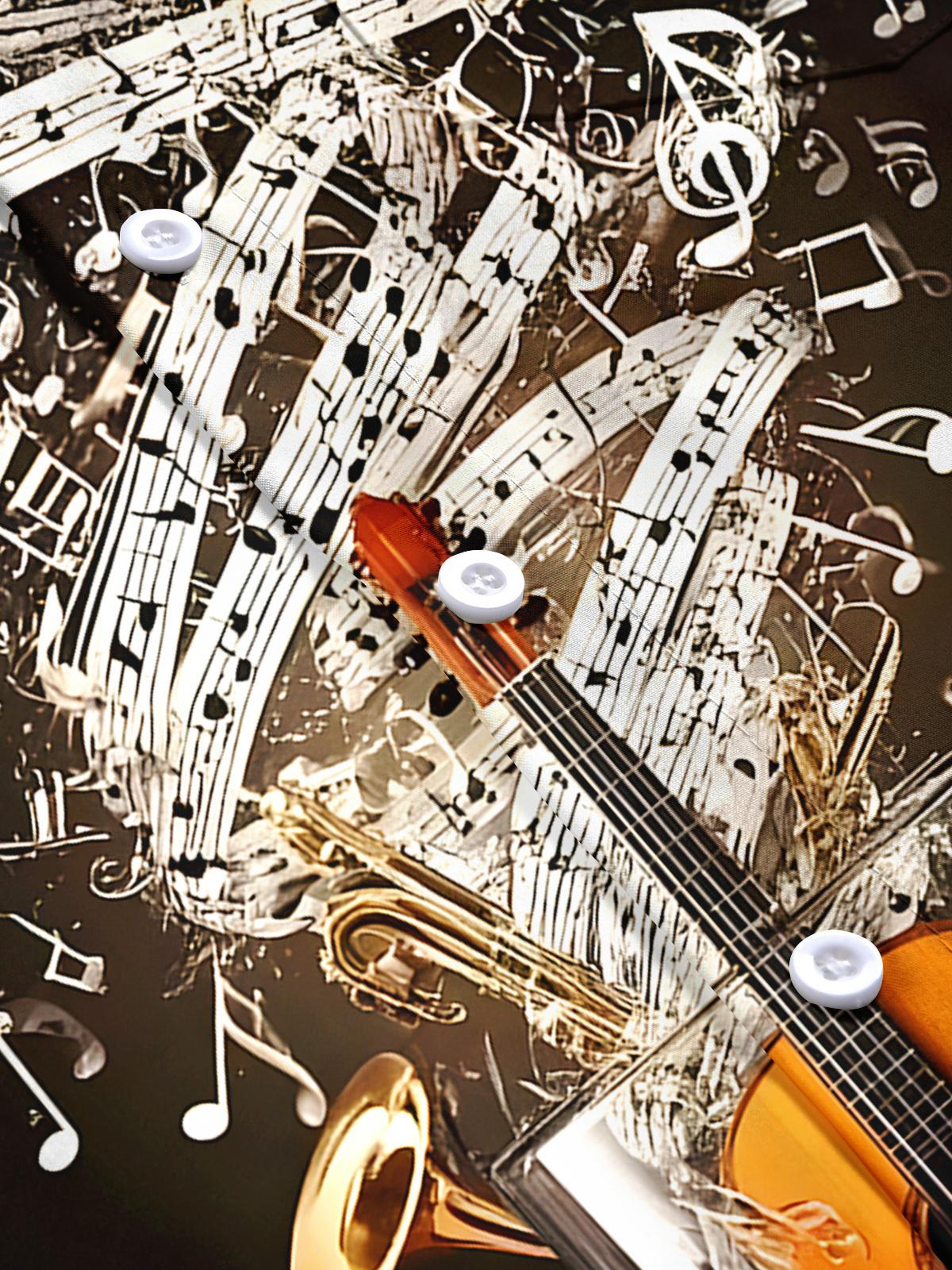 Violin Musical Note Men's Pocket Short Sleeve Shirts