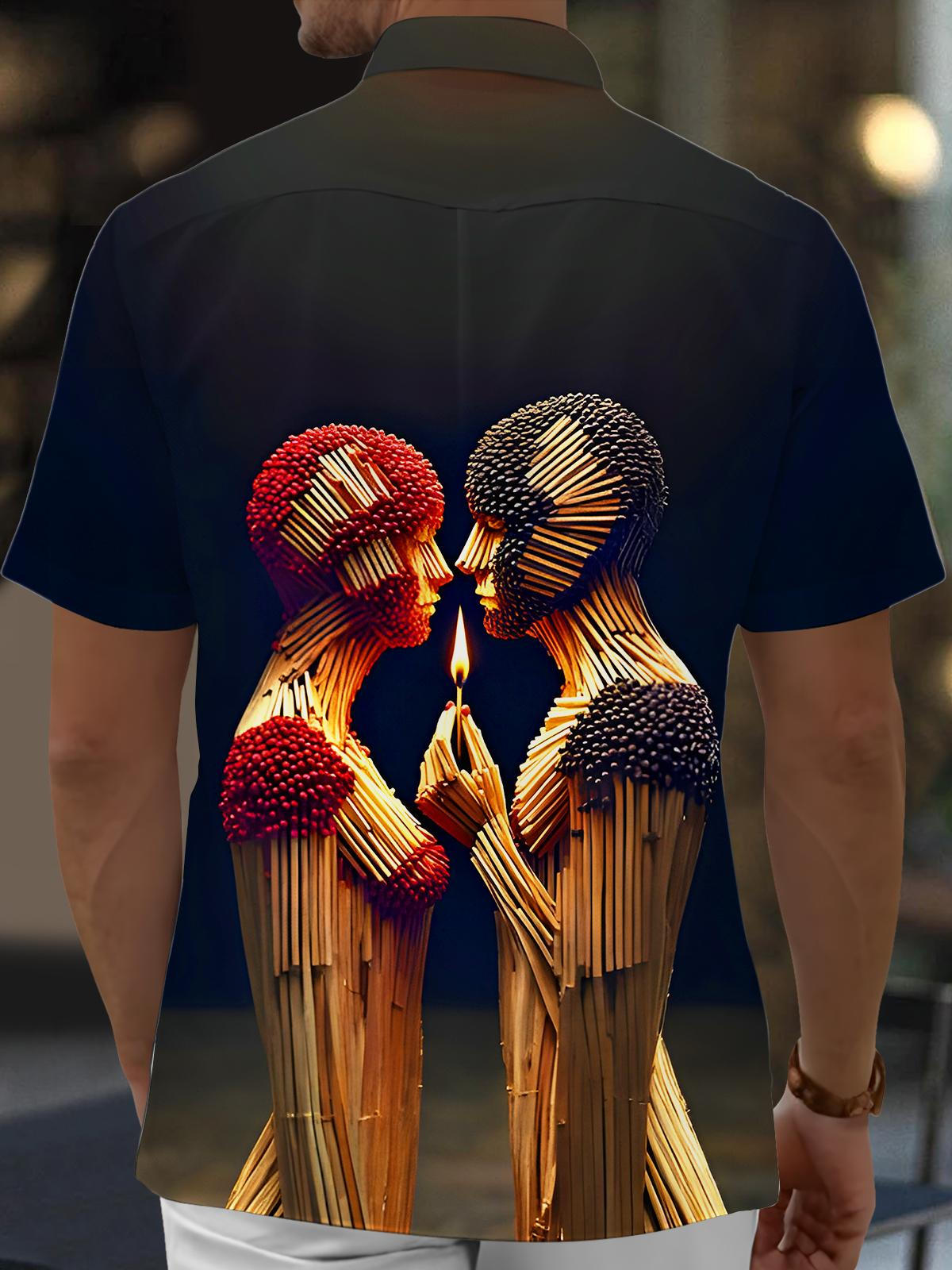 Fun Stick Figures Men's Pocket Short Sleeve Shirts