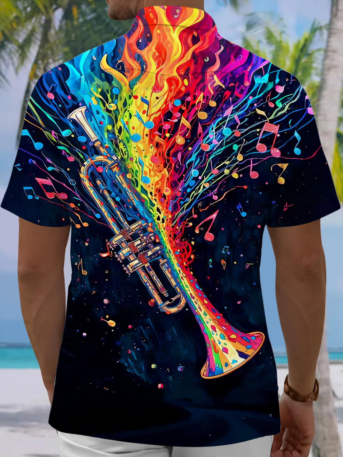 Trumpet Musical Note Men's Pocket Short Sleeve Shirts