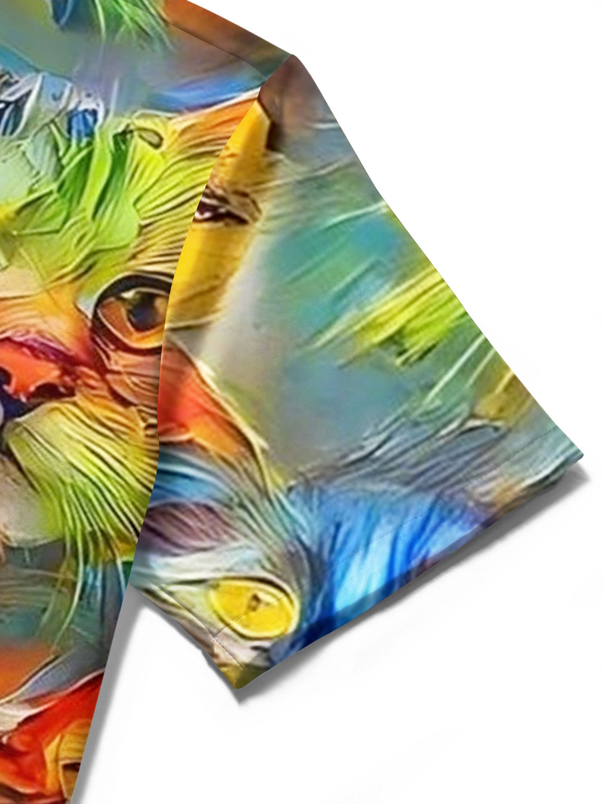 men's cat print shirt close-up short sleeve