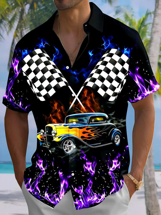 Racing Car Men's Pocket Short Sleeve Shirts