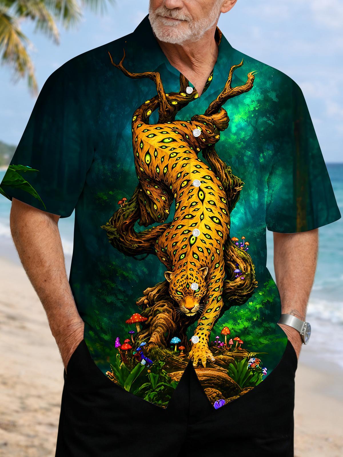 men's leopard print shirt front view