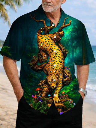 men's leopard print shirt front view