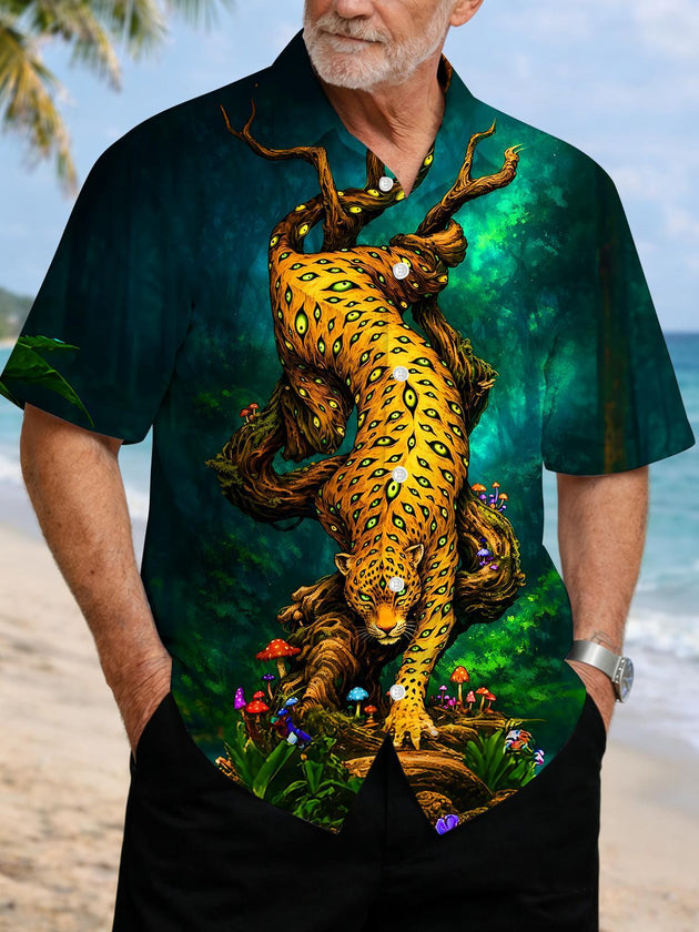 men's leopard print shirt front view