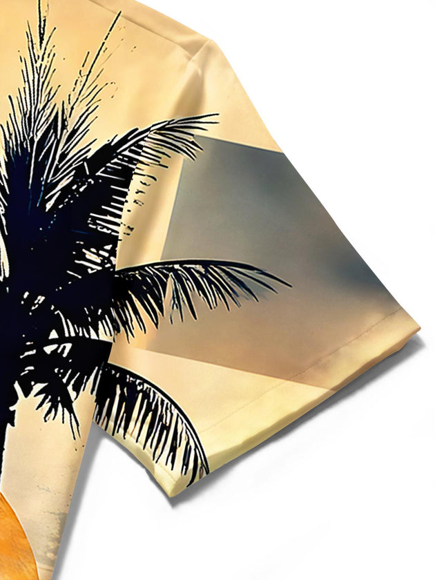 Hawaiian Coconut Tree Men's Pocket Short Sleeve Shirts