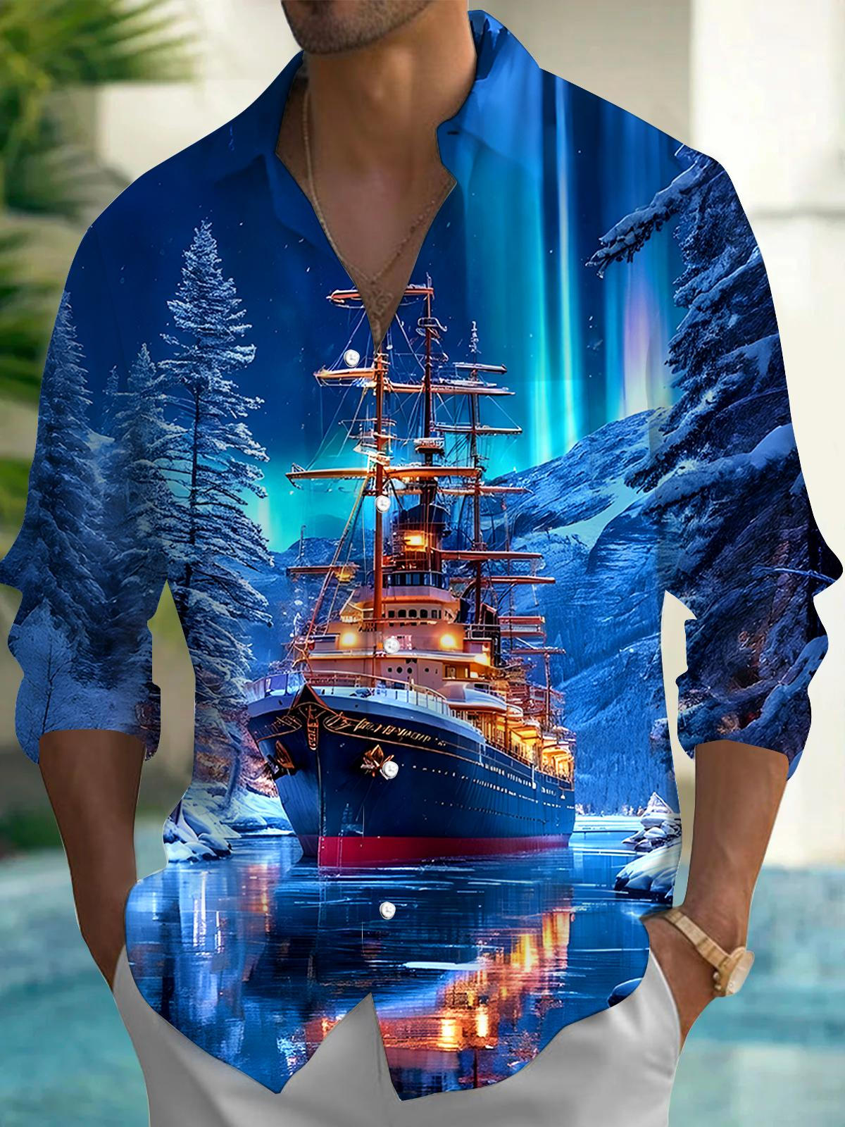 Boat Men's Pocket Long Sleeve Shirts