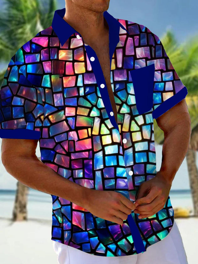 men's patterned sweater shirt front view