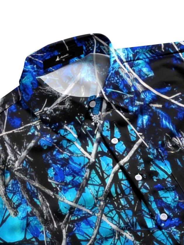Men's branch print pocket half sleeve shirt side view