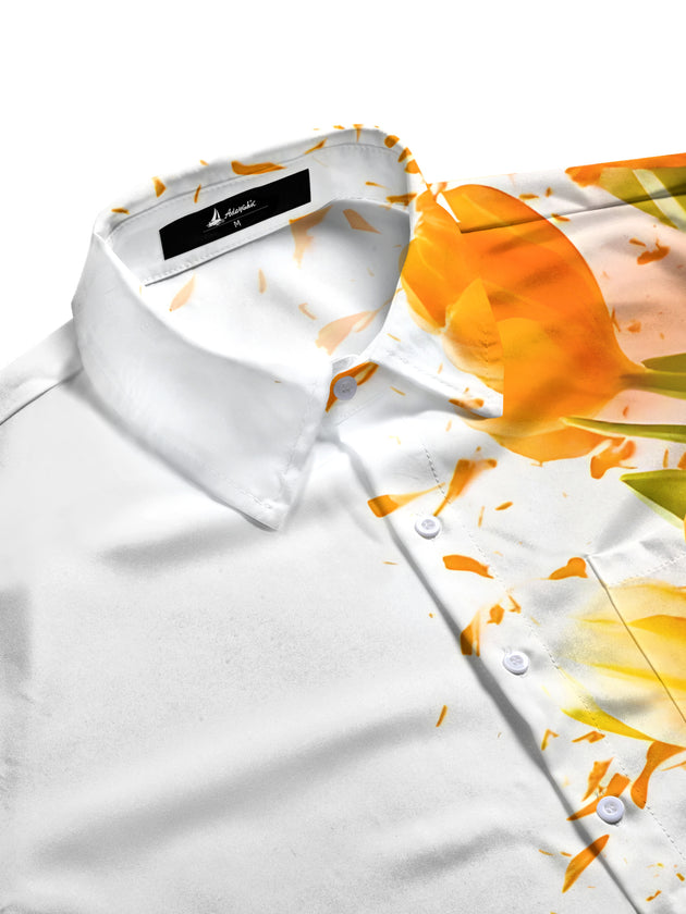 men's floral short sleeve flat lay shirt