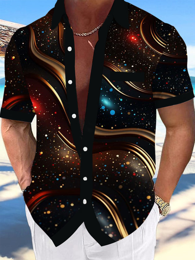 Men's abstract print short sleeve shirt front view
