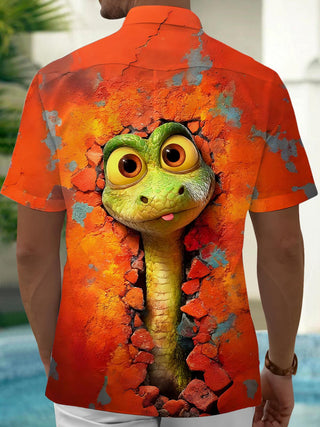 men's reptile print shirt back view