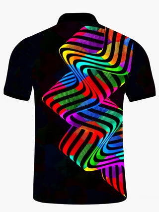 Men's tie dye short sleeve polo shirt back view