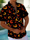 Halloween Pumpkin Men's Pocket Short Sleeve Shirts