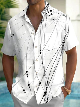 men's short sleeve patterned pocket shirt front view