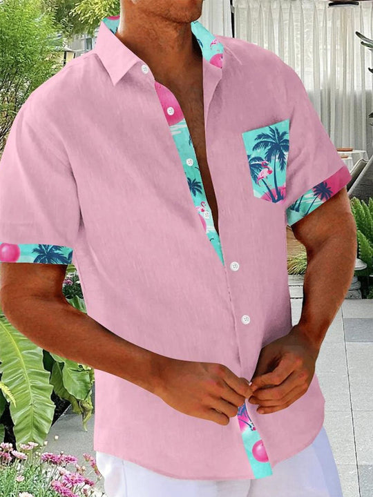 men's Hawaiian shirt front view tropical beach vacation