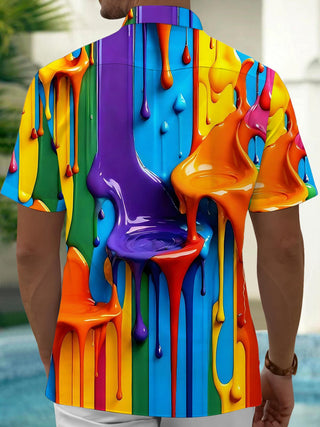 Men's multicolor tie dye pocket short sleeve shirt back view