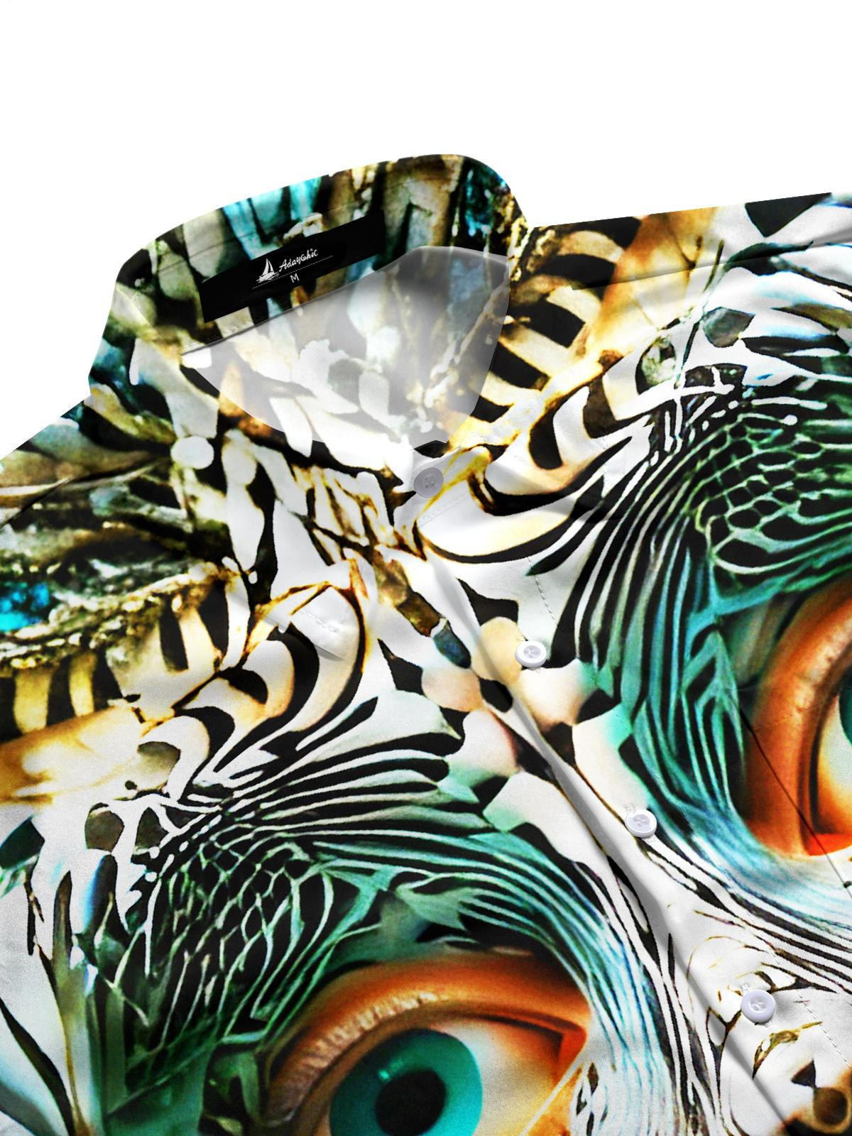 Fun Art Abstract Face Textures Men's Pocket Short Sleeve Shirts