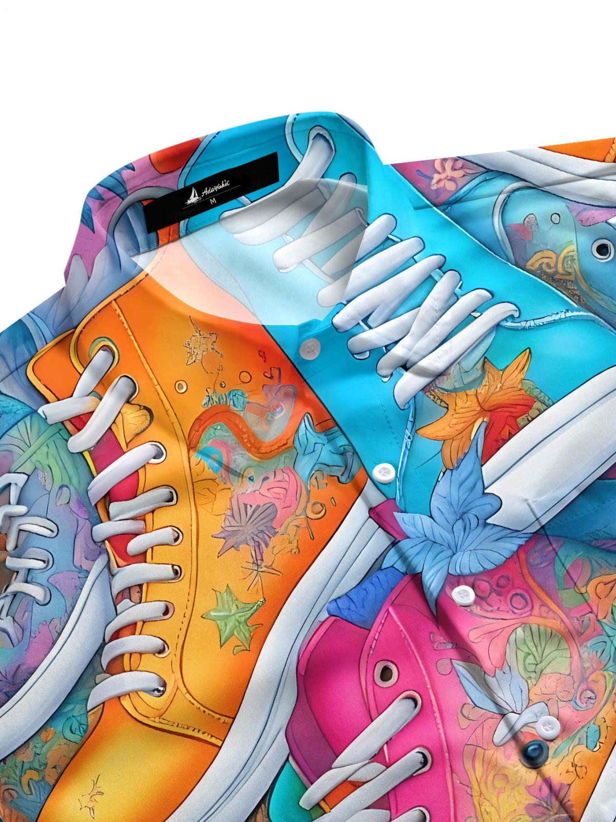 Shoes Print Men's Pocket Short Sleeve Shirts