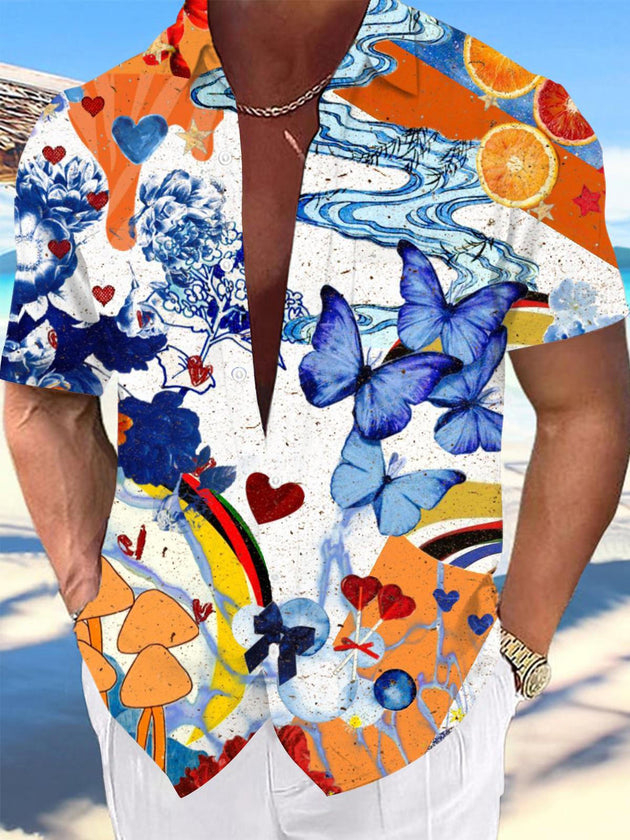 men's Hawaiian shirt front view tropical beach vacation