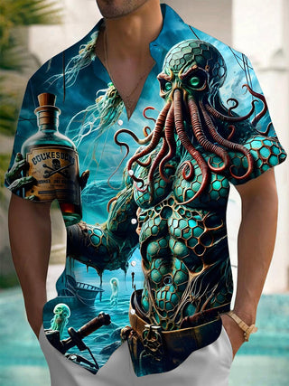 men's octopus print shirt front view