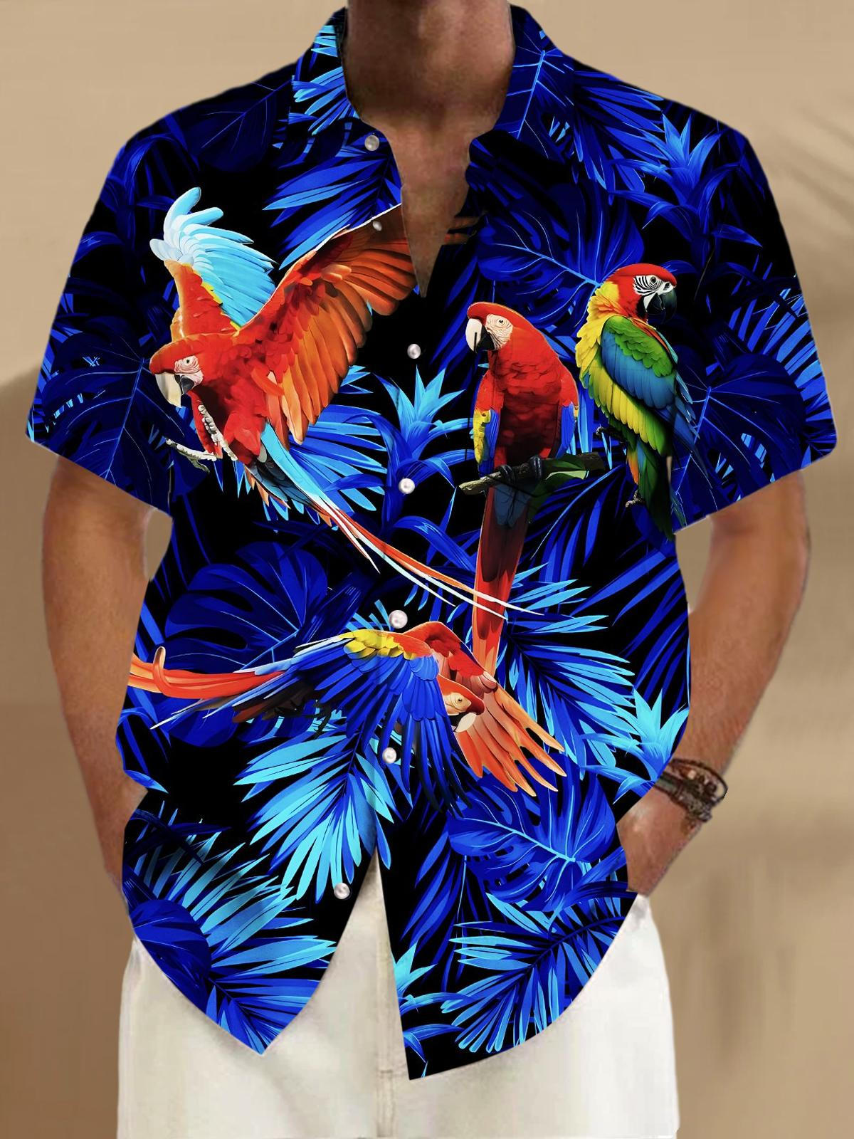 Parrot Short Sleeve Men's Shirts With Pocket