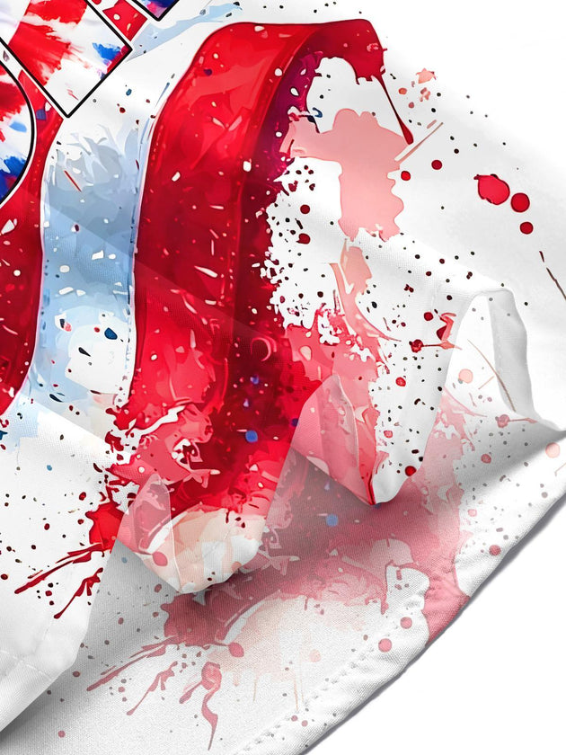American Football USA Flag Tie Dye Independence Day Men's Pocket Short Sleeve Shirts