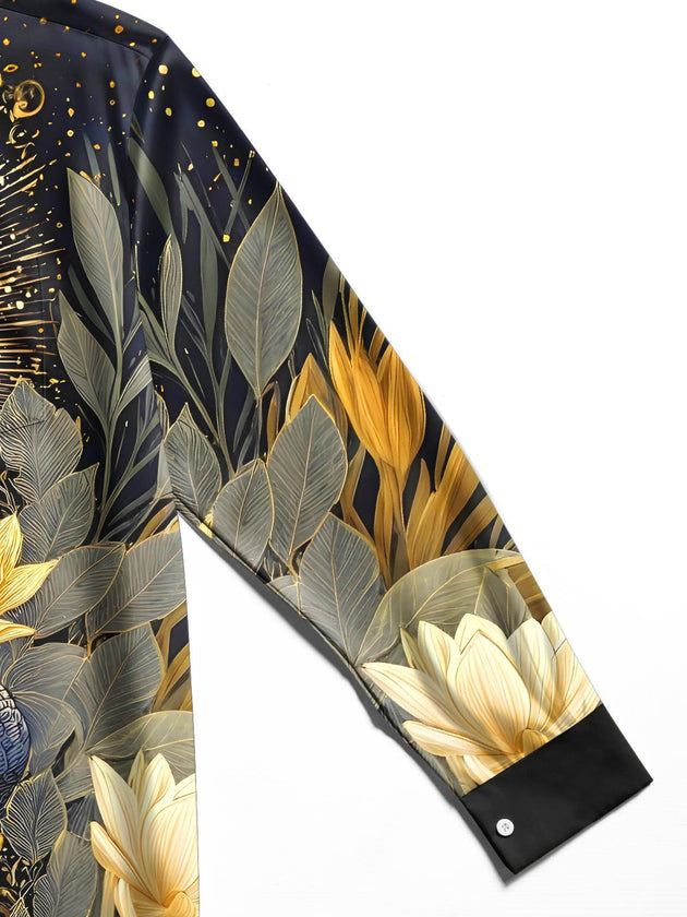men's snake print shirt close-up full sleeve