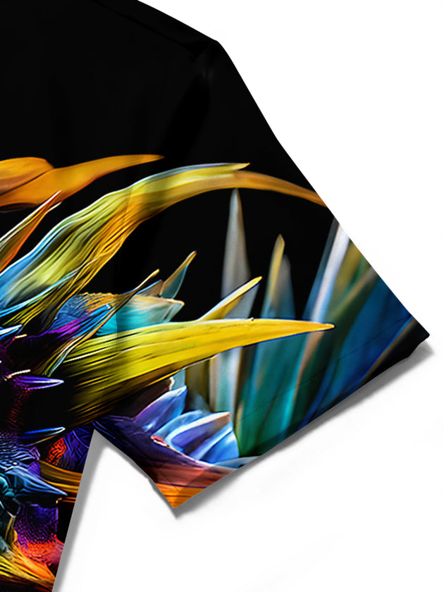 men's printed shirt close-up short sleeve