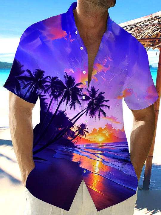 men's Hawaiian shirt front view tropical beach vacation