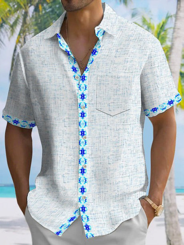 men's Hawaiian shirt front view tropical beach vacation