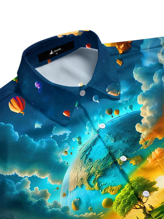 men's hot air balloon cloud oasis half sleeve shirt side view