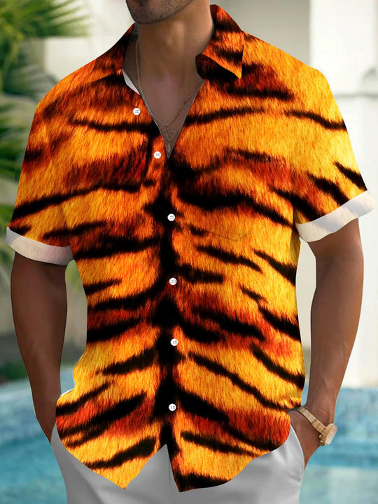 men's tiger print shirt front view