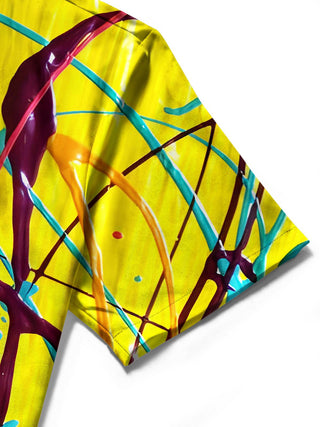 men's tie dye shirt close-up short sleeve