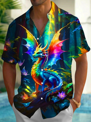 men's dragon print shirt front view