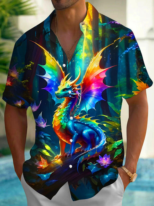 men's dragon print shirt front view