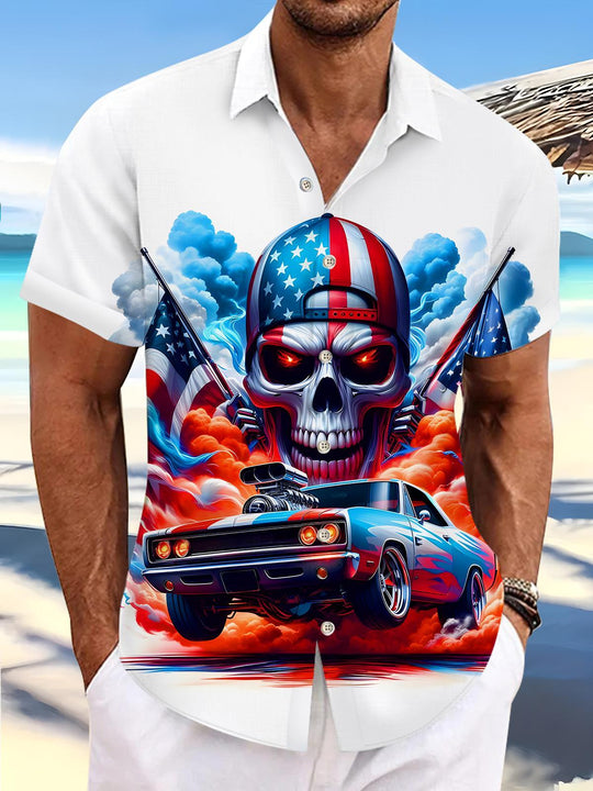 men's skull print shirt front view Independence Day