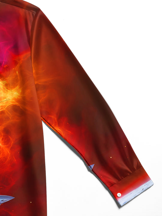 men's art print shirt close-up full sleeve