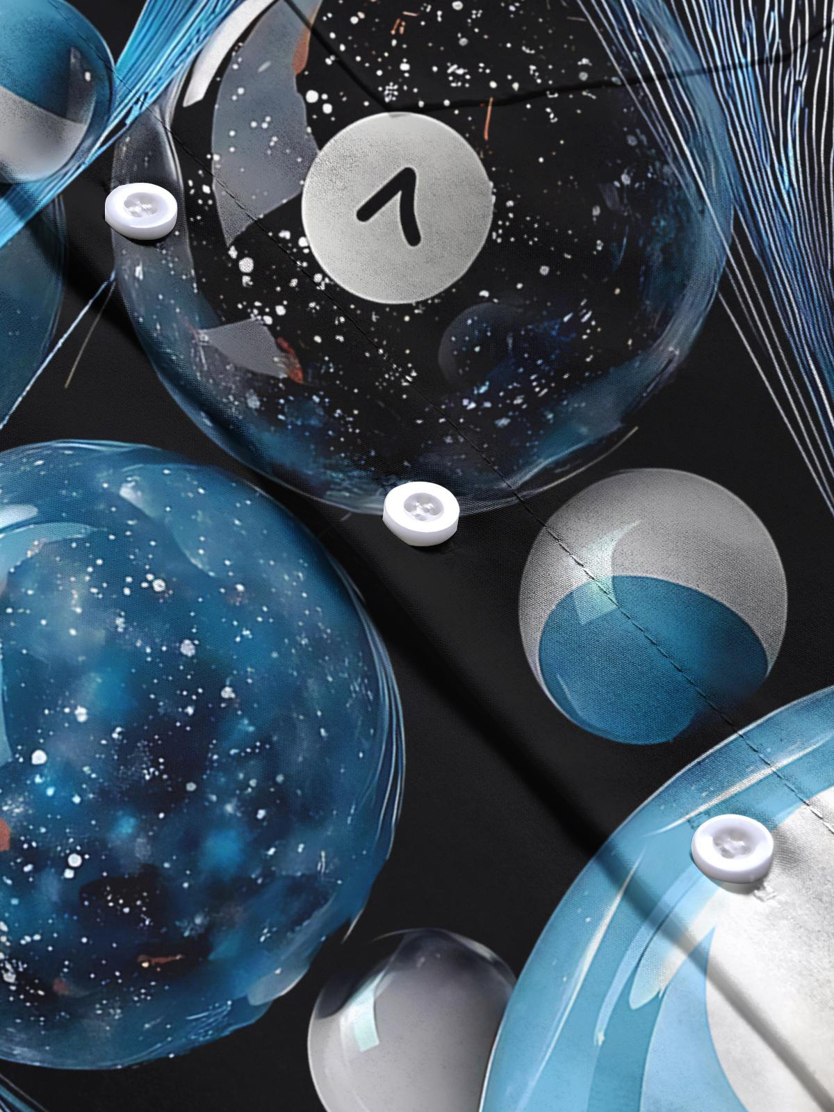 Billiards Print Men's Pocket Short Sleeve Shirts