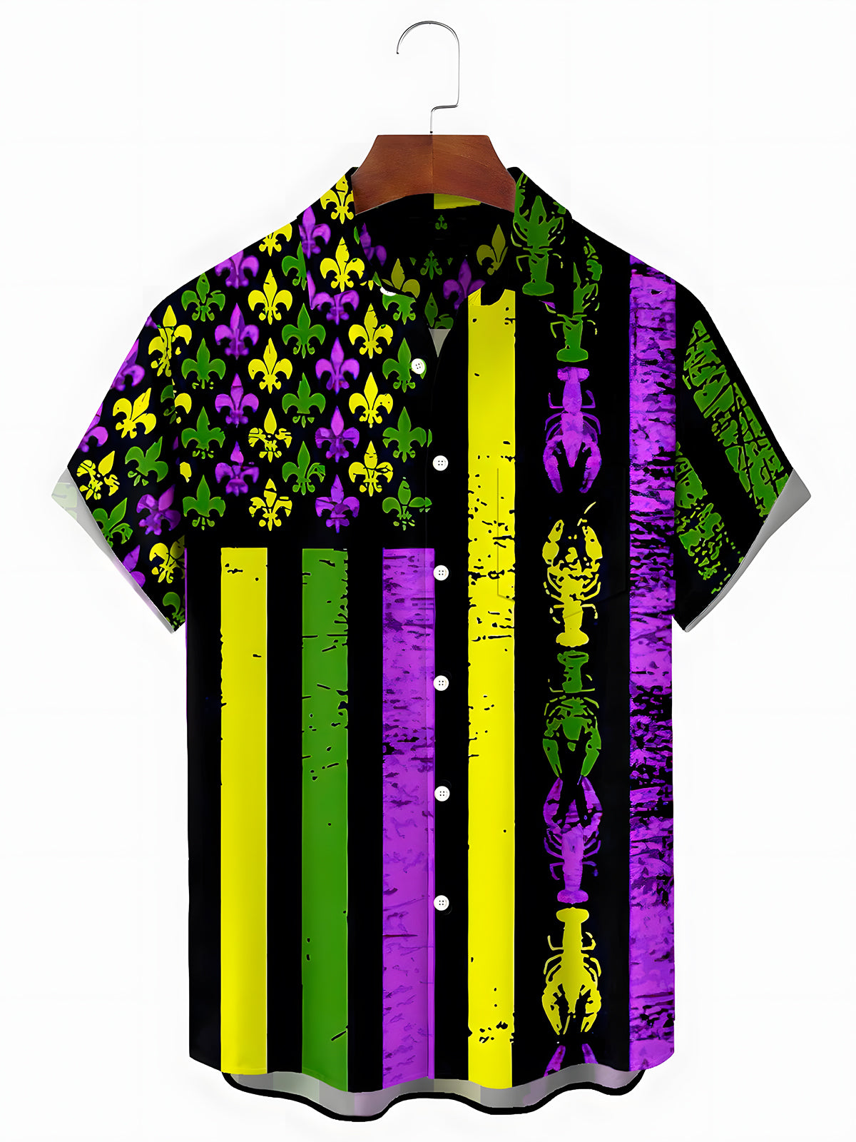 Mardi Gras Graphic Men's Pocket Short Sleeve Shirts