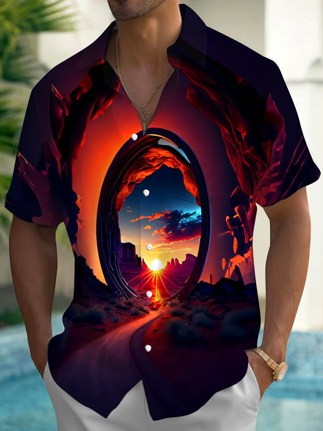 men's Hawaiian shirt front view tropical beach vacation