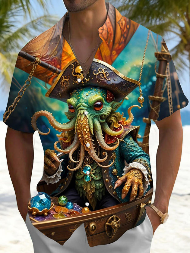 men's octopus print shirt front view