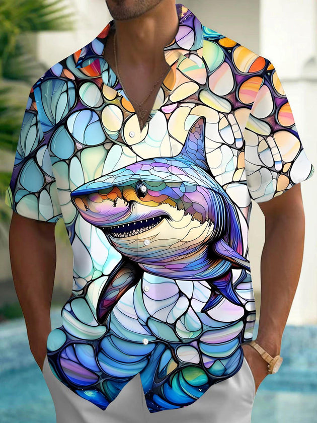 men's Hawaiian shirt front view tropical beach vacation