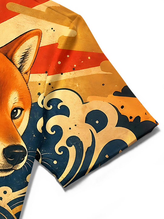 Dog Shiba Inu Men's Pocket Short Sleeve Shirts